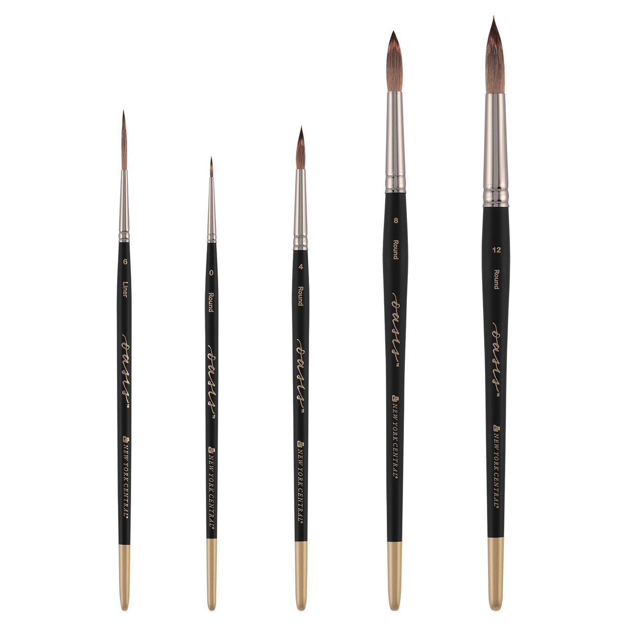 New York Central Oasis Synthetic Brush - Assorted Shape - Handmade in Germany, Professional Watercolor Brushes with Ergonomic Handle, Soft, Absorbent Bristles for Artists